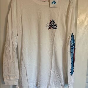 Puma White Long Sleeve Tee with Blue and Black Accents